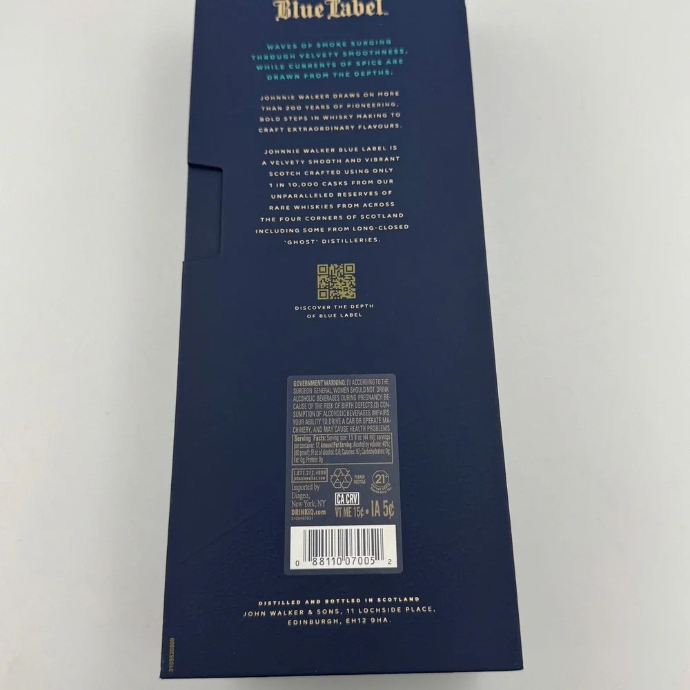 Johnnie Walker Blue Label Empty Box Blue Gold Luxury Display Case